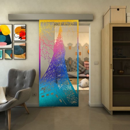 Glasschiebetür ECO-LINE - Fineprint Model 132 Verlauf auf Klarglas