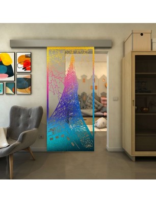 Glasschiebetür ECO-LINE - Fineprint Model 132 Verlauf auf Klarglas