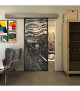 Glasschiebetür ECO-LINE - Fineprint Model 133 Schwarz auf Klarglas