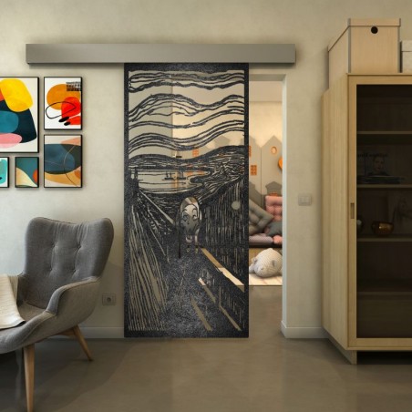 Glasschiebetür ECO-LINE - Fineprint Model 133 Schwarz auf Klarglas