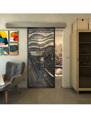 Glasschiebetür ECO-LINE - Fineprint Model 133 Schwarz auf Klarglas