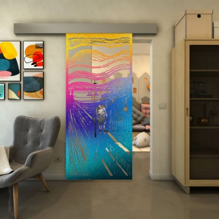 Glasschiebetür ECO-LINE - Fineprint Model 133 Verlauf auf Klarglas