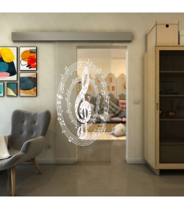 Glasschiebetür ECO-LINE - Fineprint Model 134 Weiss auf Klarglas