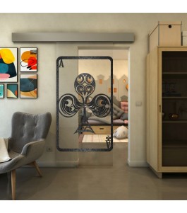 Glasschiebetür ECO-LINE - Fineprint Model 135 Schwarz auf Klarglas