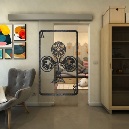 Glasschiebetür ECO-LINE - Fineprint Model 135 Schwarz auf Klarglas