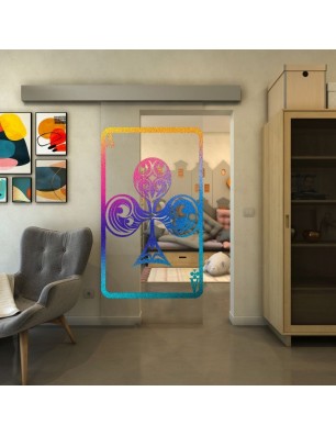 Glasschiebetür ECO-LINE - Fineprint Model 135 Verlauf auf Klarglas