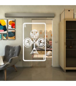 Glasschiebetür ECO-LINE - Fineprint Model 135 Weiss auf Klarglas