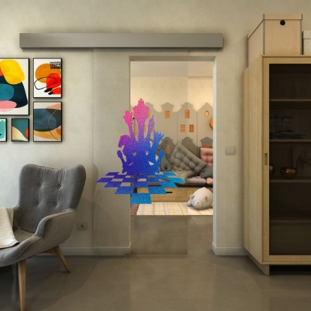 Glasschiebetür ECO-LINE - Fineprint Model 136 Verlauf auf Klarglas
