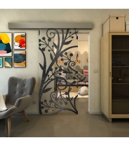Glasschiebetür ECO-LINE - Fineprint Model 146 Schwarz auf Klarglas