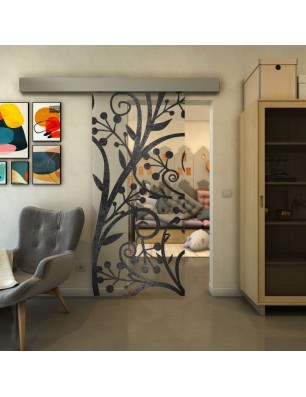 Glasschiebetür ECO-LINE - Fineprint Model 146 Schwarz auf Klarglas
