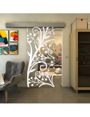 Glasschiebetür ECO-LINE - Fineprint Model 146 Weiss auf Klarglas