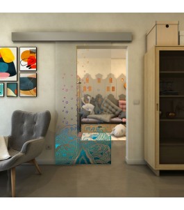 Glasschiebetür ECO-LINE - Fineprint Model 155 Verlauf auf Klarglas