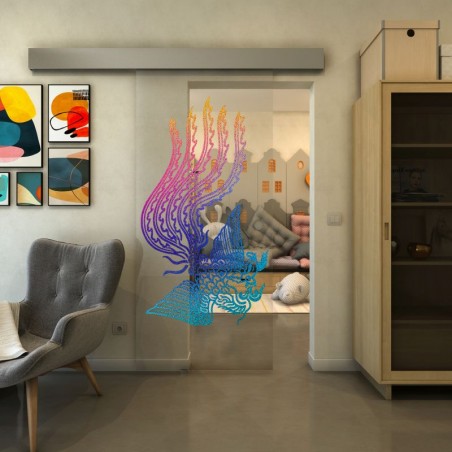 Glasschiebetür ECO-LINE - Fineprint Model 157 Verlauf auf Klarglas