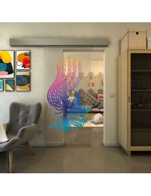 Glasschiebetür ECO-LINE - Fineprint Model 157 Verlauf auf Klarglas