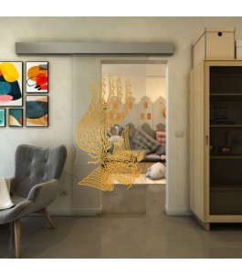 Glasschiebetür ECO-LINE - Fineprint Model 157 Gold auf Klarglas