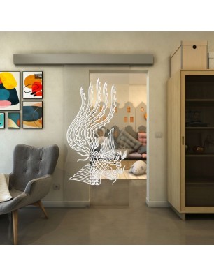 Glasschiebetür ECO-LINE - Fineprint Model 157 Weiss auf Klarglas