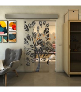 Glasschiebetür ECO-LINE - Fineprint Model 159 Schwarz auf Klarglas