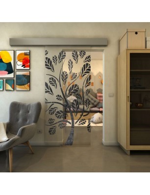 Glasschiebetür ECO-LINE - Fineprint Model 159 Schwarz auf Klarglas