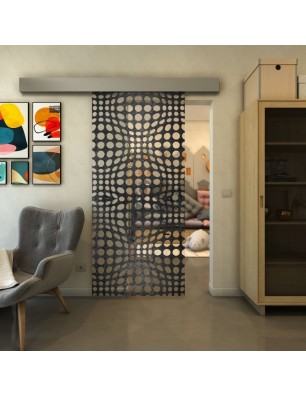 Glasschiebetür ECO-LINE - Fineprint Model 162 Schwarz auf Klarglas