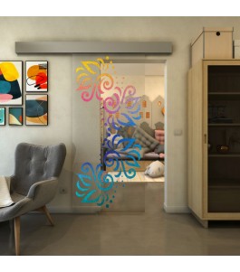 Glasschiebetür ECO-LINE - Fineprint Model 163 Verlauf auf Klarglas