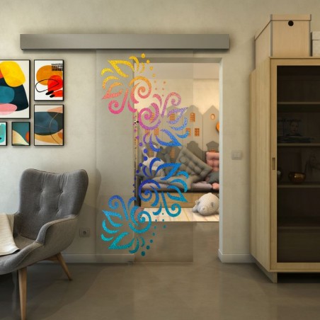 Glasschiebetür ECO-LINE - Fineprint Model 163 Verlauf auf Klarglas