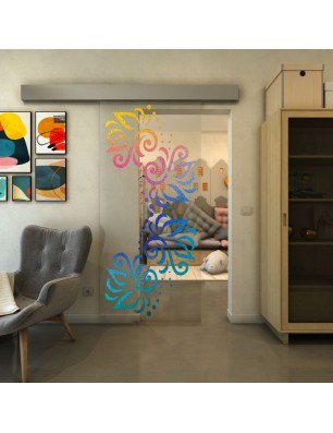 Glasschiebetür ECO-LINE - Fineprint Model 163 Verlauf auf Klarglas