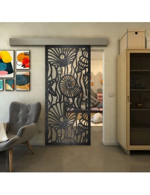 Glasschiebetür ECO-LINE - Fineprint Model 165 Schwarz auf Klarglas