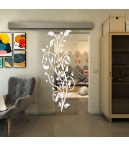 Glasschiebetür ECO-LINE - Fineprint Model 166 Weiss auf Klarglas
