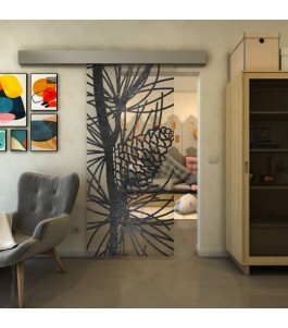 Glasschiebetür ECO-LINE - Fineprint Model 169 Schwarz auf Klarglas