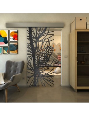 Glasschiebetür ECO-LINE - Fineprint Model 169 Schwarz auf Klarglas