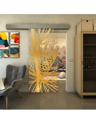Glasschiebetür ECO-LINE - Fineprint Model 169 Gold auf Klarglas