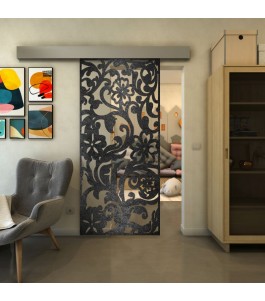Glasschiebetür ECO-LINE - Fineprint Model 170 Schwarz auf Klarglas