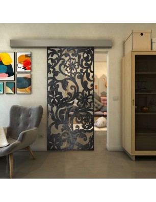 Glasschiebetür ECO-LINE - Fineprint Model 170 Schwarz auf Klarglas