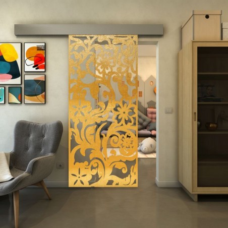 Glasschiebetür ECO-LINE - Fineprint Model 170 Gold auf Klarglas