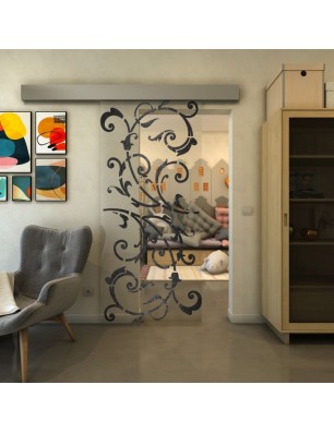 Glasschiebetür ECO-LINE - Fineprint Model 171 Schwarz auf Klarglas