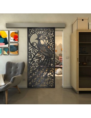 Glasschiebetür ECO-LINE - Fineprint Model 172 Schwarz auf Klarglas