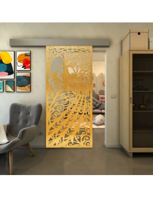 Glasschiebetür ECO-LINE - Fineprint Model 172 Gold auf Klarglas