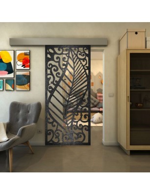 Glasschiebetür ECO-LINE - Fineprint Model 173 Schwarz auf Klarglas