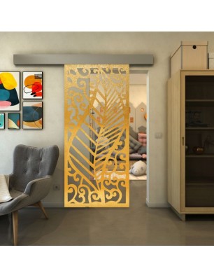 Glasschiebetür ECO-LINE - Fineprint Model 173 Gold auf Klarglas