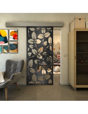Glasschiebetür ECO-LINE - Fineprint Model 175 Schwarz auf Klarglas