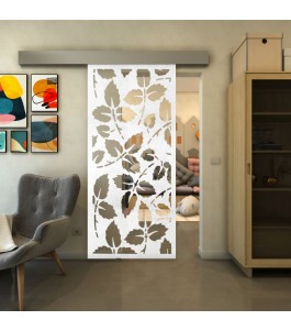 Glasschiebetür ECO-LINE - Fineprint Model 175 Weiss auf Klarglas