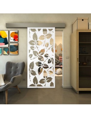 Glasschiebetür ECO-LINE - Fineprint Model 175 Weiss auf Klarglas