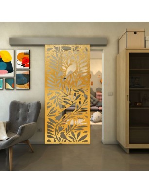Glasschiebetür ECO-LINE - Fineprint Model 177 Gold auf Klarglas