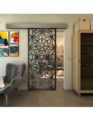 Glasschiebetür ECO-LINE - Fineprint Model 178 Schwarz auf Klarglas