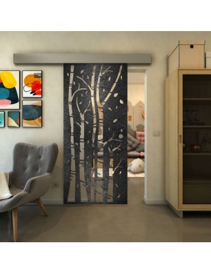 Glasschiebetür ECO-LINE - Fineprint Model 182 Schwarz auf Klarglas