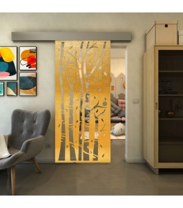 Glasschiebetür ECO-LINE - Fineprint Model 182 Gold auf Klarglas