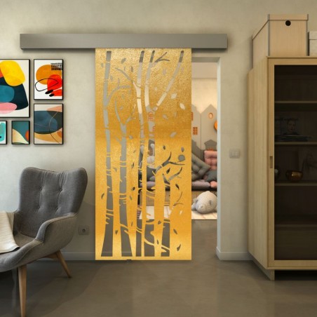 Glasschiebetür ECO-LINE - Fineprint Model 182 Gold auf Klarglas