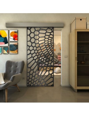Glasschiebetür ECO-LINE - Fineprint Model 186 Schwarz auf Klarglas