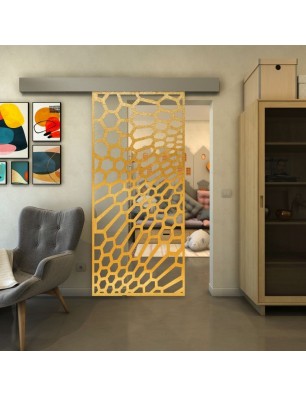 Glasschiebetür ECO-LINE - Fineprint Model 186 Gold auf Klarglas