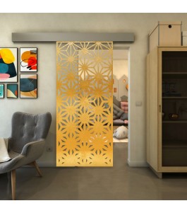 Glasschiebetür ECO-LINE - Fineprint Model 187 Gold auf Klarglas